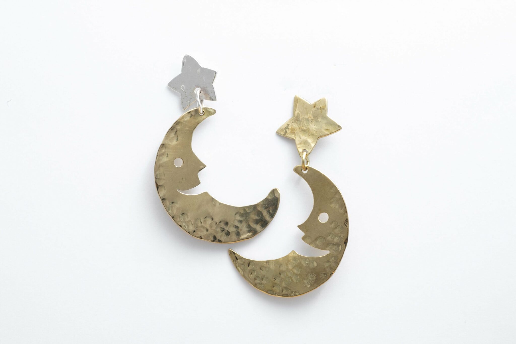 Orecchini Pendenti Argento 925 Oro Rosa Catenelle Stella E Luna Zirconi Neri | SabrinaBi Silver - Foto 11